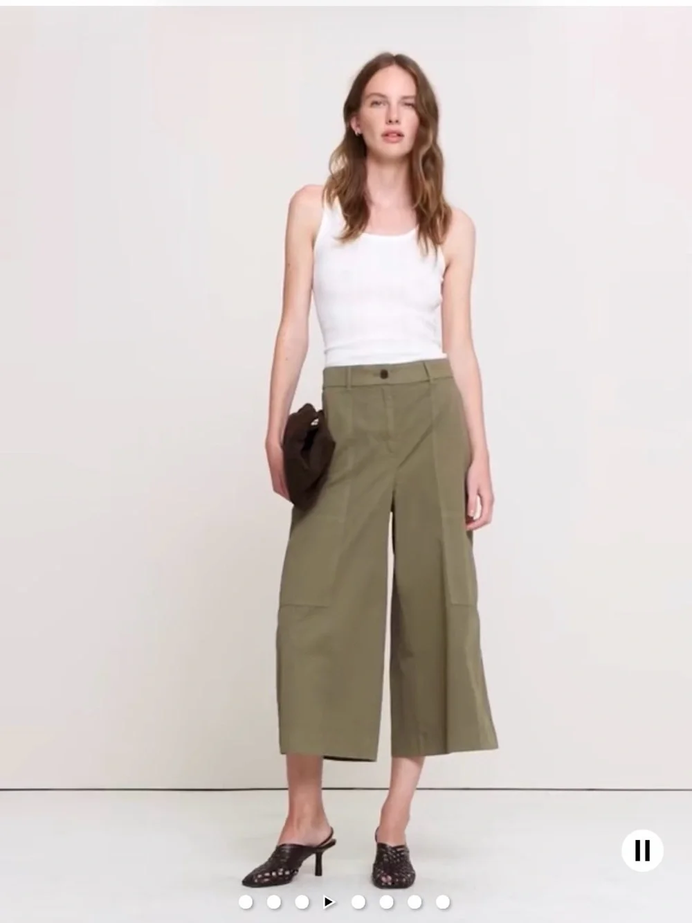 Banana Republic Olive Wide-Leg Cargo Culotte Pants